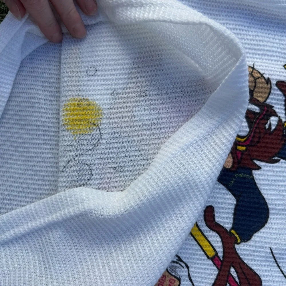 Vintage Looney Tunes Tasmanian Devil White Cartoon Kid’s waffle knit thermal XL
